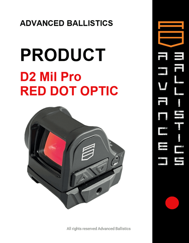 D2 Mil Pro. Micro Red Dot optikk. 3MOA  fra Advanced Ballistics